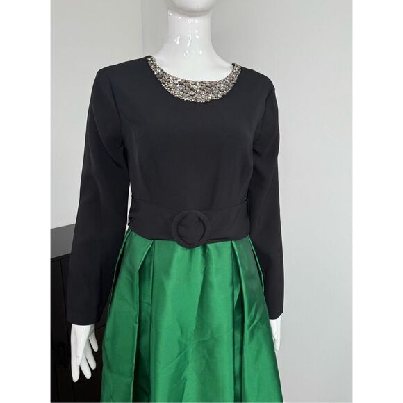 NWT SACHIN & BABI Desdemona Crystal-Detail Gown Emerald/Black Size 6 - Picture 7 of 14